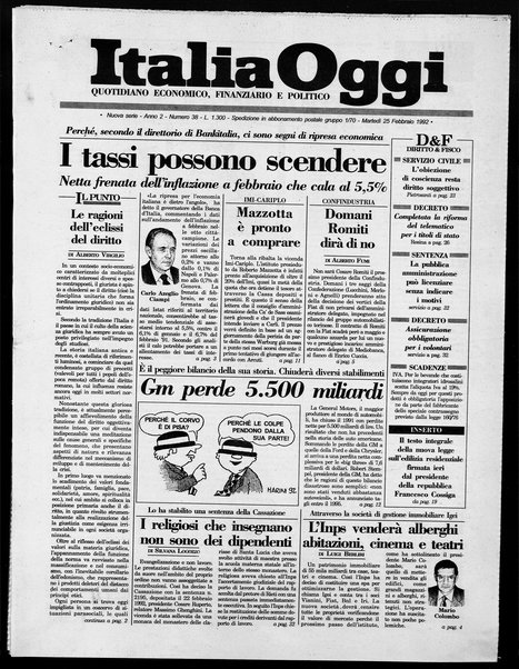 Italia oggi : quotidiano di economia finanza e politica